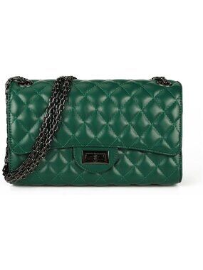 Women's Green Ladies Purse Crossbody Bag with Chain Strap Stylish Clutch Purse